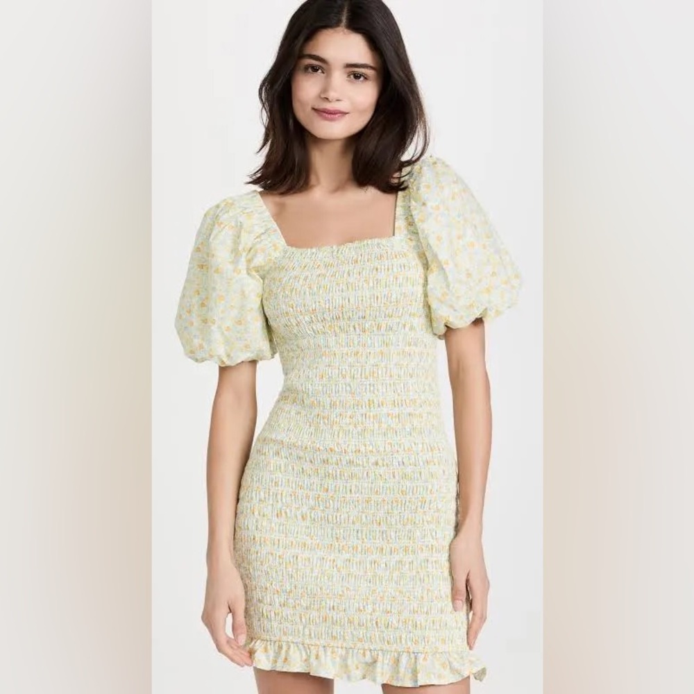 English Factory Floral Smocked Mini Dress; Puff Sleeve Dress Size Small